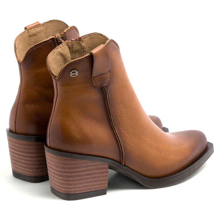 BOTINES COWBOY DE PIEL CUERO CON CREMALLERA FRIDA PORRONET - Querol online