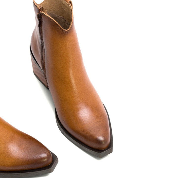 BOTINES COWBOY DE PIEL CUERO CON CREMALLERA FRIDA PORRONET - Querol online