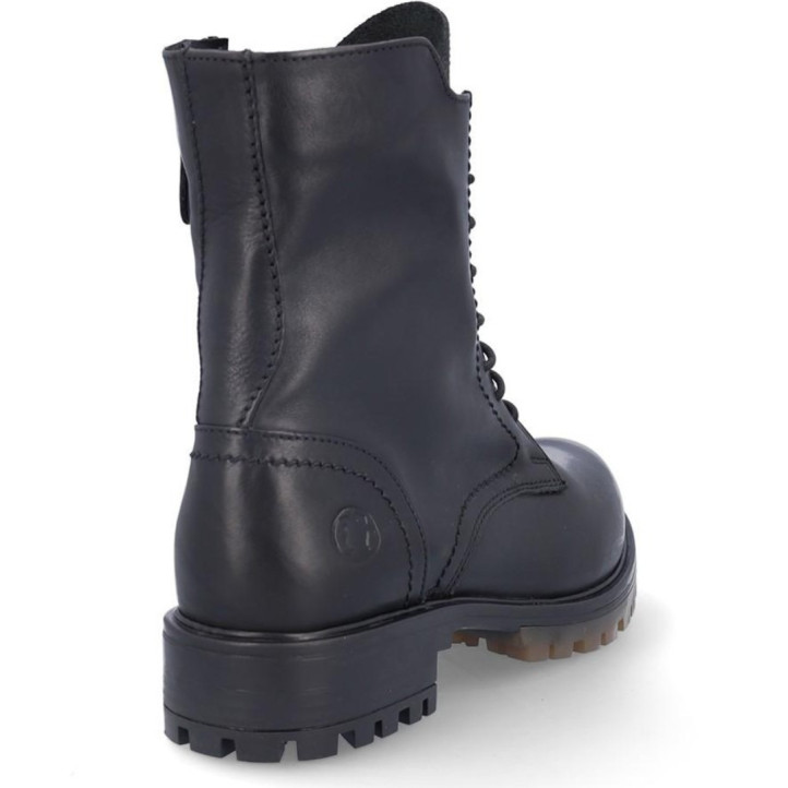 Botines planos Coronel Tapioca negros de piel con cordones, cremallera lateral y lengüeta alta - Querol online