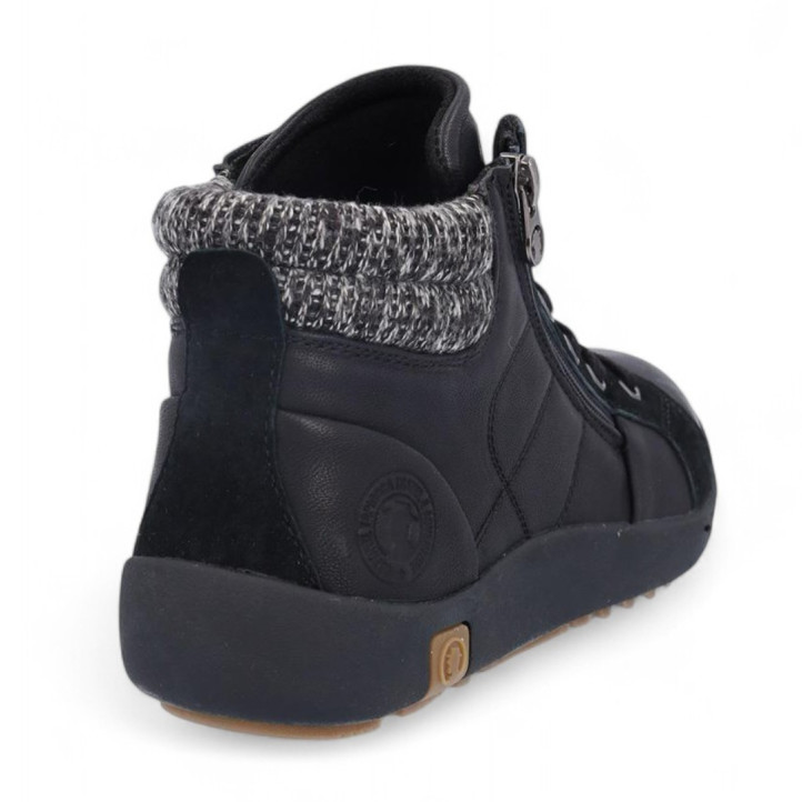 Botines planos Coronel Tapioca negros con cremallera exterior y cordones y cuello de punto - Querol online