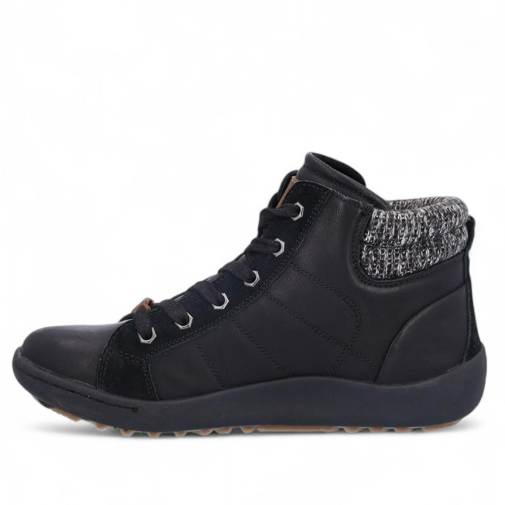 Botines planos Coronel Tapioca negros con cremallera exterior y cordones y cuello de punto - Querol online