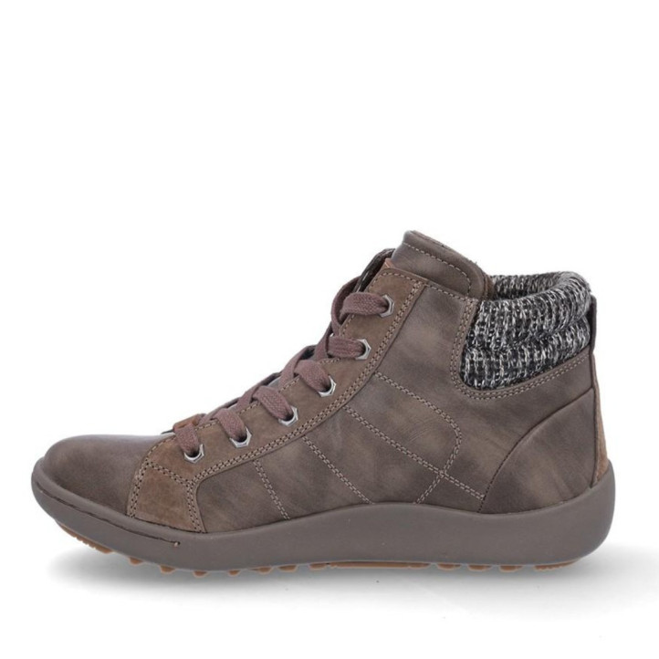 Botines planos Coronel Tapioca taupe con cremallera exterior y cordones y cuello de punto - Querol online