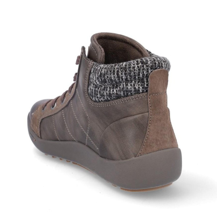 Botines planos Coronel Tapioca taupe con cremallera exterior y cordones y cuello de punto - Querol online