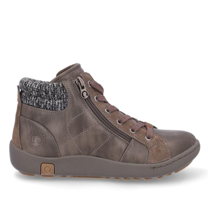 Botins plans Coronel Tapioca taupe amb cremallera exterior i cordons i coll de punt - Querol online
