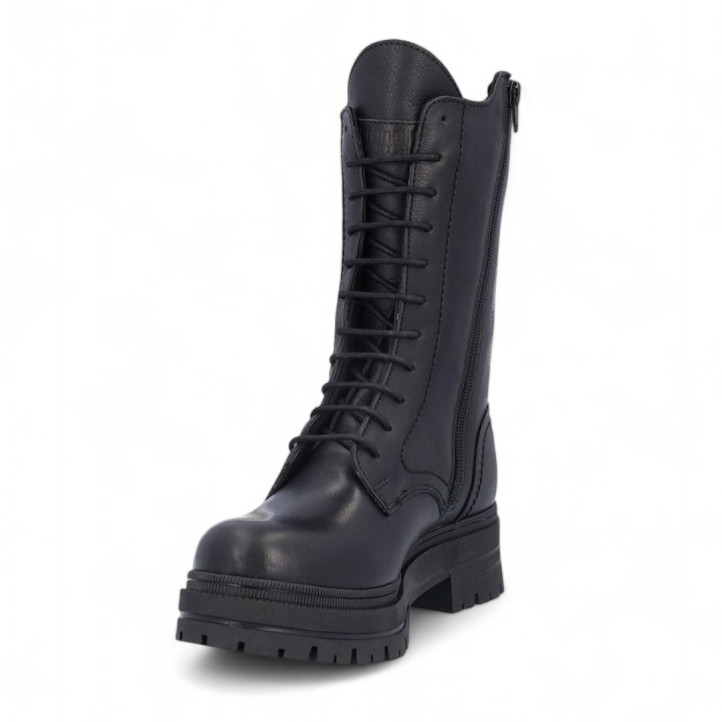 Botines plataforma Coronel Tapioca negros de piel con cremallera y cordones waterproof - Querol online