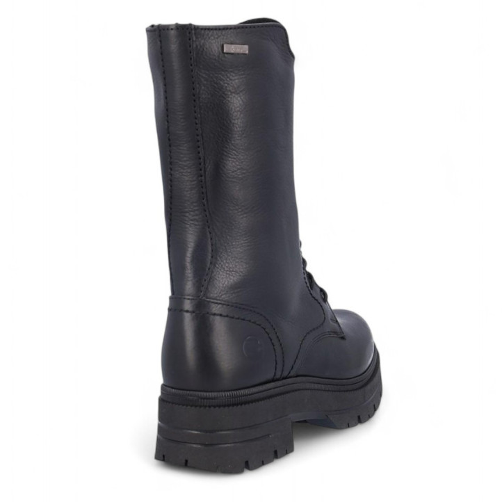 Botins plataforma Coronel Tapioca negres de pell amb cremallera i cordons waterproof - Querol online