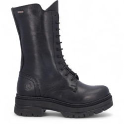 Botins plataforma Coronel Tapioca negres de pell amb cremallera i cordons waterproof - Querol online