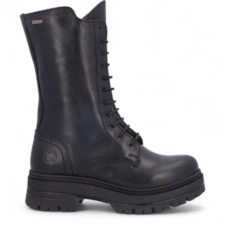 Botins plataforma Coronel Tapioca negres de pell amb cremallera i cordons waterproof - Querol online