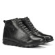 Botines planos Fluchos susan negros de piel con cordones elásticos y tachuela decorativa - Querol online