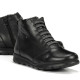 Botines planos Fluchos susan negros de piel con cordones elásticos y tachuela decorativa - Querol online