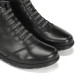 Botines planos Fluchos susan negros de piel con cordones elásticos y tachuela decorativa - Querol online