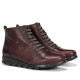 Botines planos Fluchos susan granates de piel con cordones elásticos y tachuela decorativa - Querol online