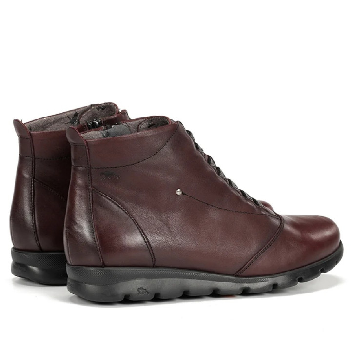 Botins plans Fluchos susan granats de pell amb cordons elàstcis i tatxa decorativa - Querol online