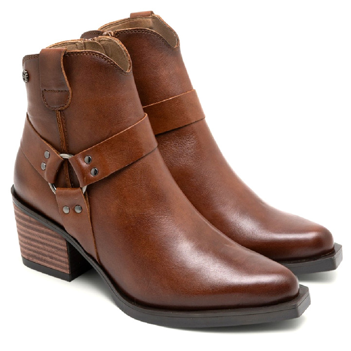 BOTINES COWBOY DE PIEL CUERO CON CREMALLERA FABIANA PORRONET - Querol online
