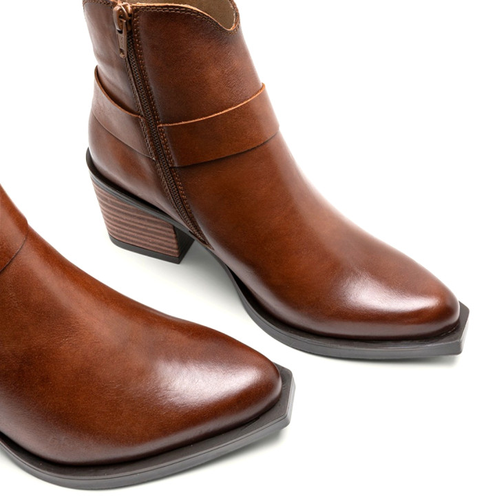 BOTINES COWBOY DE PIEL CUERO CON CREMALLERA FABIANA PORRONET - Querol online