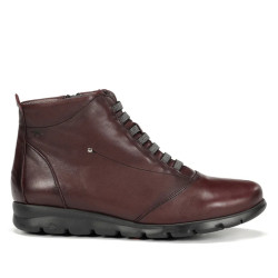 Botins plans Fluchos susan granats de pell amb cordons elàstcis i tatxa decorativa - Querol online