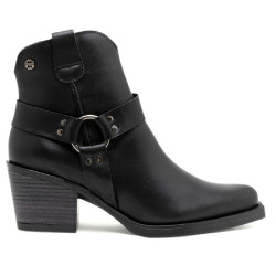BOTINES COWBOY DE PIEL NEGRO CON CREMALLERA FABIANA PORRONET - Querol online