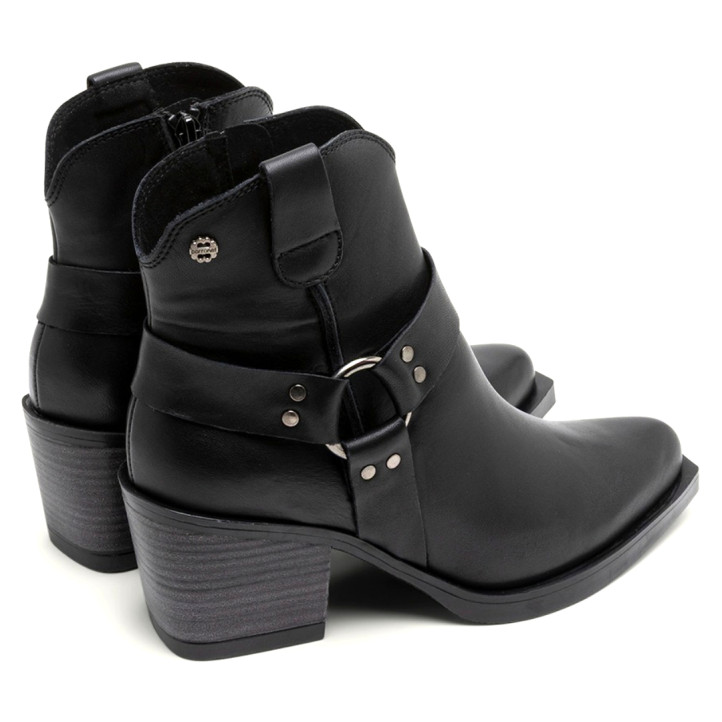 BOTINES COWBOY DE PIEL NEGRO CON CREMALLERA FABIANA PORRONET - Querol online