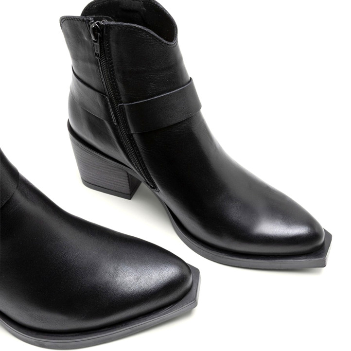 BOTINES COWBOY DE PIEL NEGRO CON CREMALLERA FABIANA PORRONET - Querol online