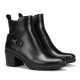 Botines tacón Fluchos nydia negros de piel con detalle decorativo - Querol online