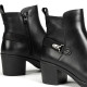 Botines tacón Fluchos nydia negros de piel con detalle decorativo - Querol online