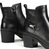 Botines tacón Fluchos nydia negros de piel con detalle decorativo