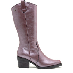 BOTAS COWBOY DE PIEL BURDEOS METAL FABILA PORRONET - Querol online