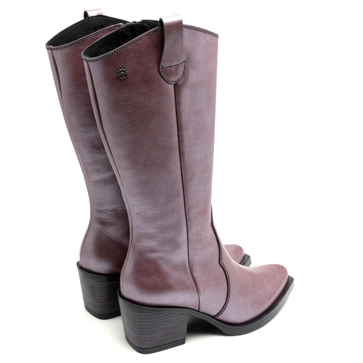 BOTAS COWBOY DE PIEL BURDEOS METAL FABILA PORRONET - Querol online