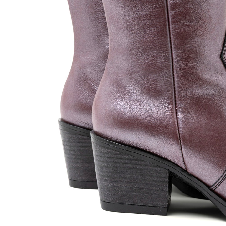 BOTAS COWBOY DE PIEL BURDEOS METAL FABILA PORRONET - Querol online