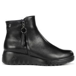 Botines planos Fluchos live negros de piel con suela con textura - Querol online