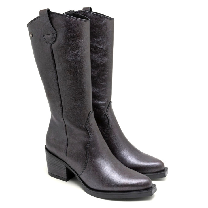 BOTAS COWBOY DE PIEL MOKA METALIZADO FABILA PORRONET - Querol online