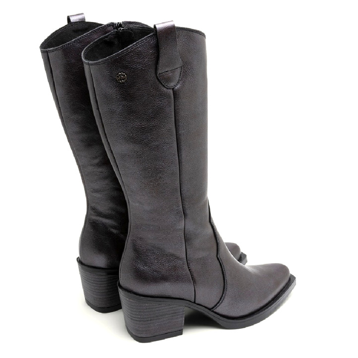 BOTAS COWBOY DE PIEL MOKA METALIZADO FABILA PORRONET - Querol online