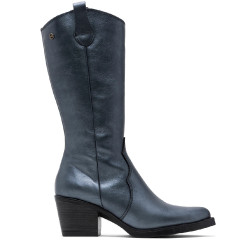 BOTAS COWBOY DE PIEL METALIZADA PLOMO FABILA PORRONET - Querol online