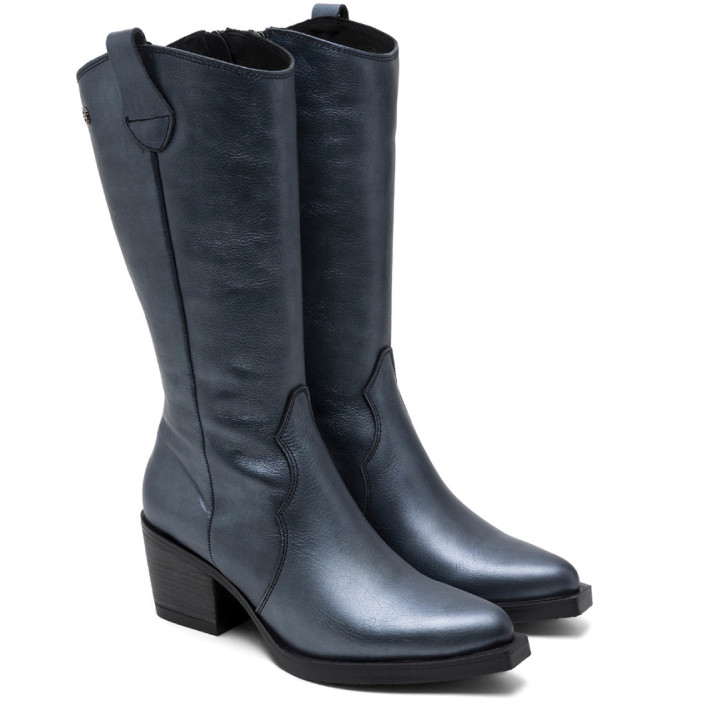 BOTAS COWBOY DE PIEL METALIZADA PLOMO FABILA PORRONET - Querol online