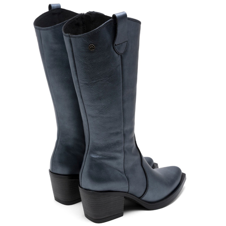 BOTAS COWBOY DE PIEL METALIZADA PLOMO FABILA PORRONET - Querol online