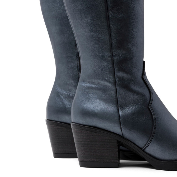 BOTAS COWBOY DE PIEL METALIZADA PLOMO FABILA PORRONET - Querol online