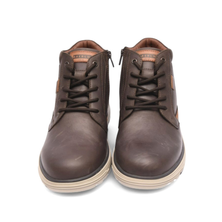 Botines Baerchi ultralight sport marrones de piel con cordones y cremallera lateral - Querol online