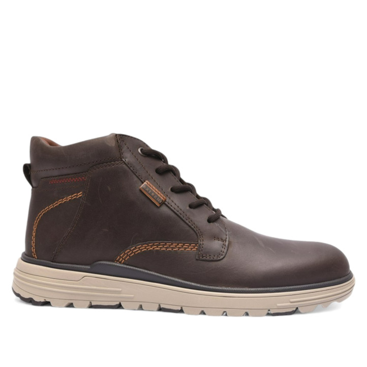 Botines Baerchi ultralight sport marrones de piel con cordones y cremallera lateral - Querol online