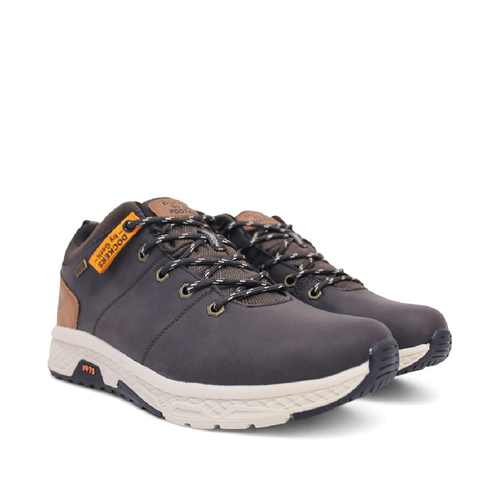 Botines DOCKERS taupe con etiqueta colgante naranja y cuello textil - Querol online