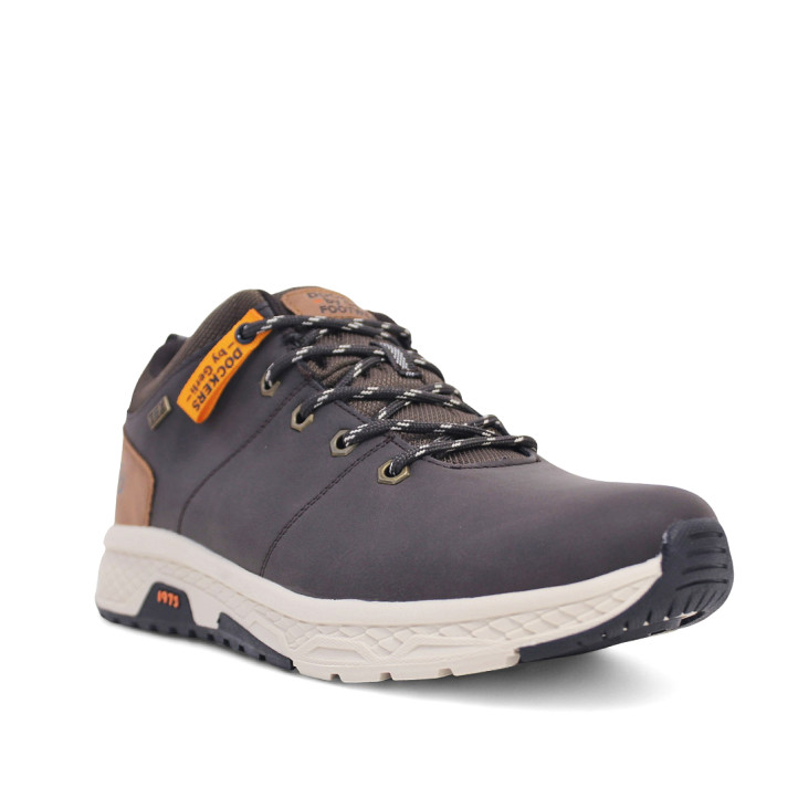 Botines DOCKERS taupe con etiqueta colgante naranja y cuello textil - Querol online