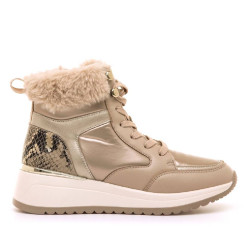 Zapatillas cuña Maria Mare salerno beige con diferentes texturas - Querol online