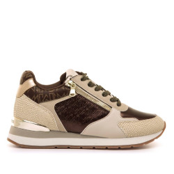 Zapatillas urban Maria Mare narita beige y marrón con paneles con diferentes texturas - Querol online
