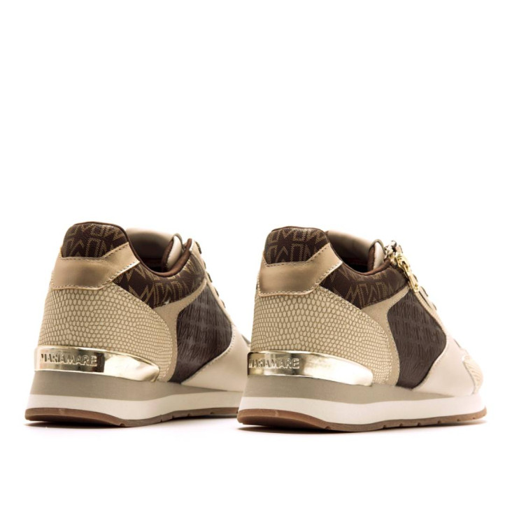 Zapatillas urban Maria Mare narita beige y marrón con paneles con diferentes texturas - Querol online