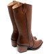 BOTAS COWBOY DE PIEL CUERO CON CREMALLERA FLORA PORRONET - Querol online