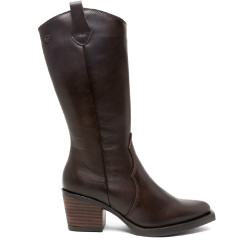 BOTAS COWBOY DE PIEL MOKA CON CREMALLERA FLORA PORRONET - Querol online