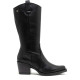 BOTAS COWBOY DE PIEL NEGRO CON CREMALLERA FLORA PORRONET - Querol online