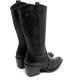 BOTAS COWBOY DE PIEL NEGRO CON CREMALLERA FLORA PORRONET - Querol online