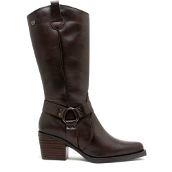 BOTAS COWBOY DE PIEL MOKA CON CREMALLERA FIONA PORRONET - Querol online