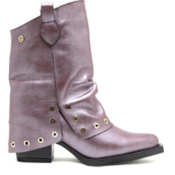 BOTAS COWBOY DE PIEL BURDEOS METALIZADO FLORENCE PORRONET - Querol online