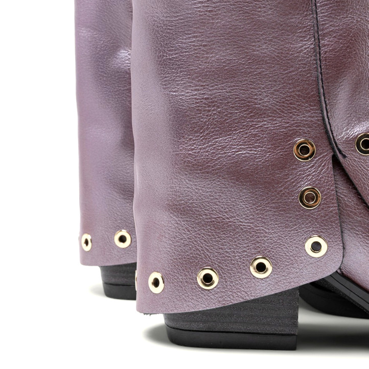 BOTAS COWBOY DE PIEL BURDEOS METALIZADO FLORENCE PORRONET - Querol online